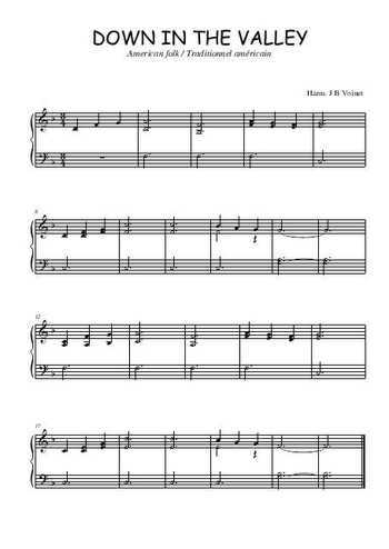 Téléchargez l'arrangement pour piano de la partition de Down in the valley en PDF